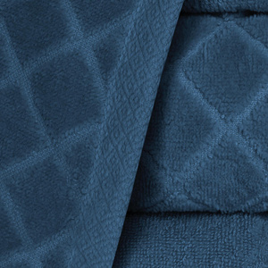 Granatowy gruby ręcznik z bordiurą Spod Igły i Nitki – szybkoschnący