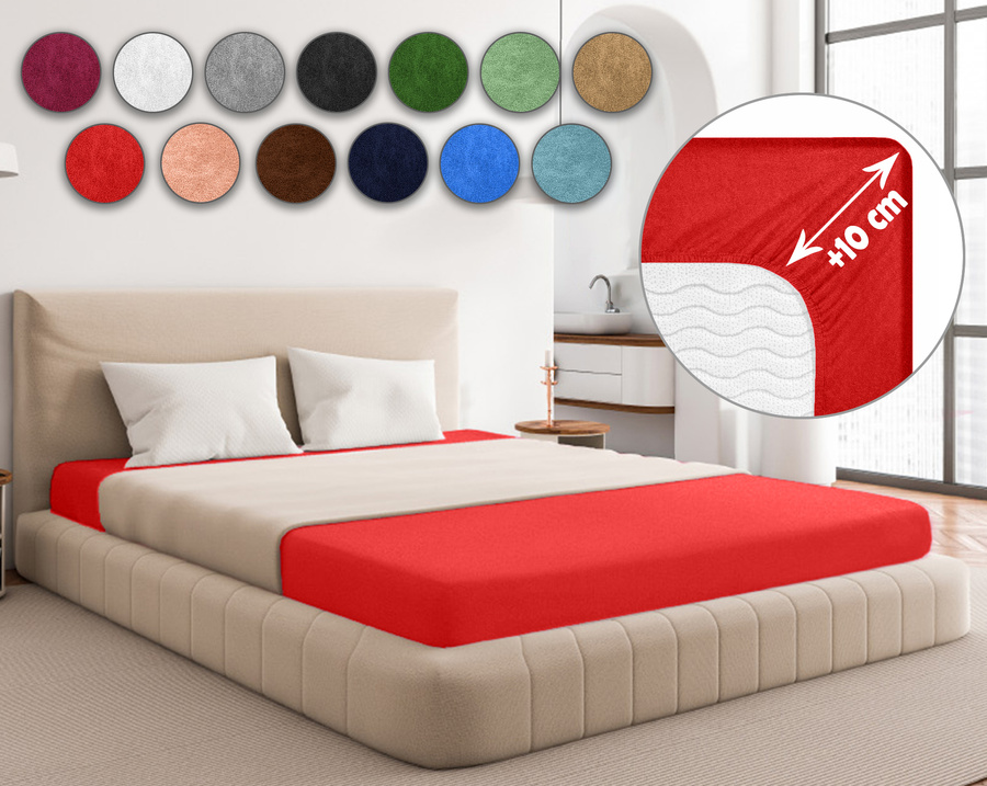 Czerwone elastyczne prześcieradło z gumką frotte 100% bawełna Sesto Senso – komfortowy sen