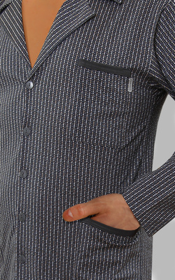 Grafitowa rozpinana piżama męska długa 100% bawełna 2636/02 Sesto Senso – całoroczny komfort