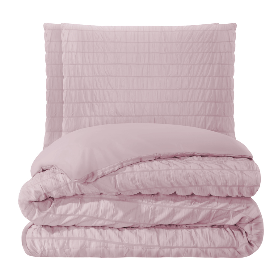 Pudrowa marszczona pościel z zamkiem Spod Igły i Nitki – komfortowy sen