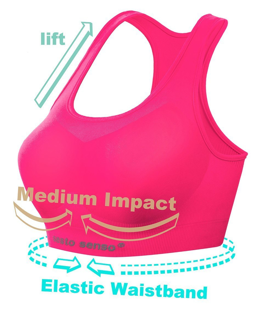 Różowy bezszwowy top damski 92% poliamid Sesto Senso – joga fitness