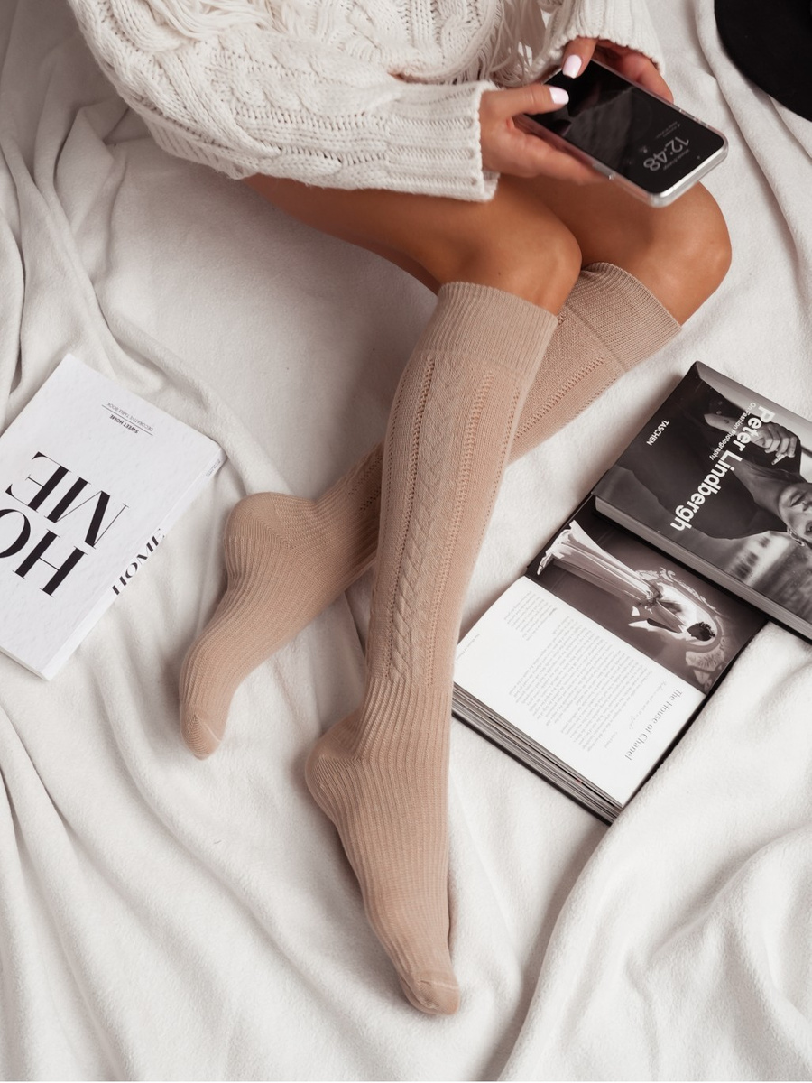 Podkolanówki damskie ażurowe Warkocz 330