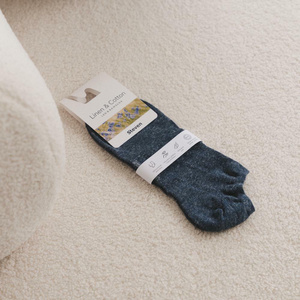 Granatowe Stopki Lniane Unisex Fresh