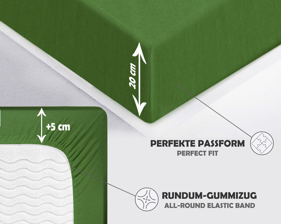 Zielone elastyczne prześcieradło z gumką 80% bawełna Jersey Sesto Senso – komfort snu