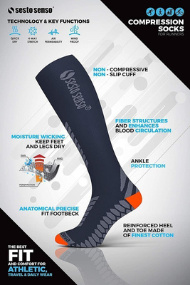 5X Sportowe kompresyjne długie skarpety dla biegaczy