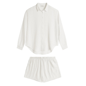 Biała bawełniane piżamy damskie 100% bawełna Atlantic – komfort na co dzień