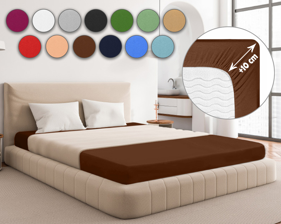 Brązowe elastyczne prześcieradło z gumką 80% bawełna Jersey Sesto Senso – komfort snu