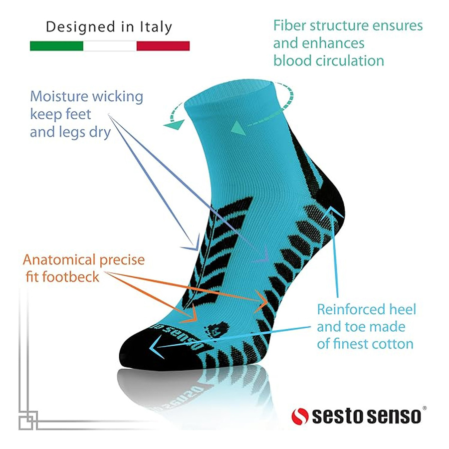Niebieskie oddychające kompresyjne skarpety sportowe unisex Sesto Senso – idealne dla aktywnych