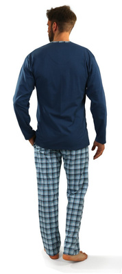 Klasyczna piżama męska długa 100% bawełna Sesto Senso – całoroczny komfort