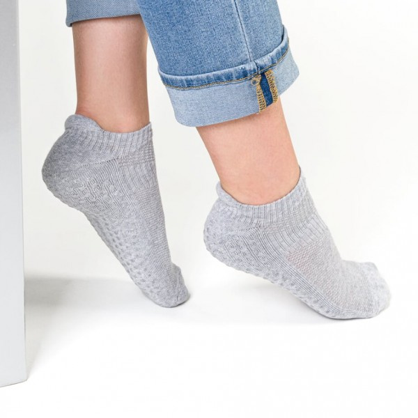 Szare Stopki Antypoślizgowe Bawełna 78% Sport