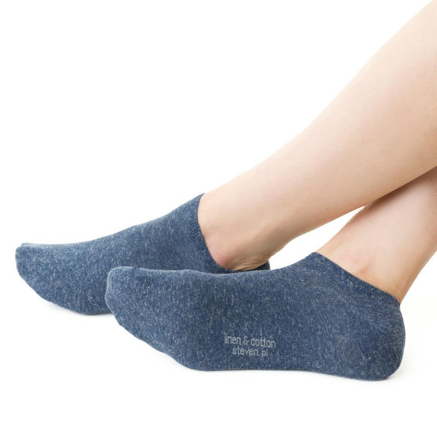 Granatowe Stopki Lniane Unisex Fresh