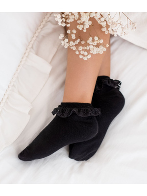 Skarpetki Dziecięce Gładkie z Koronką