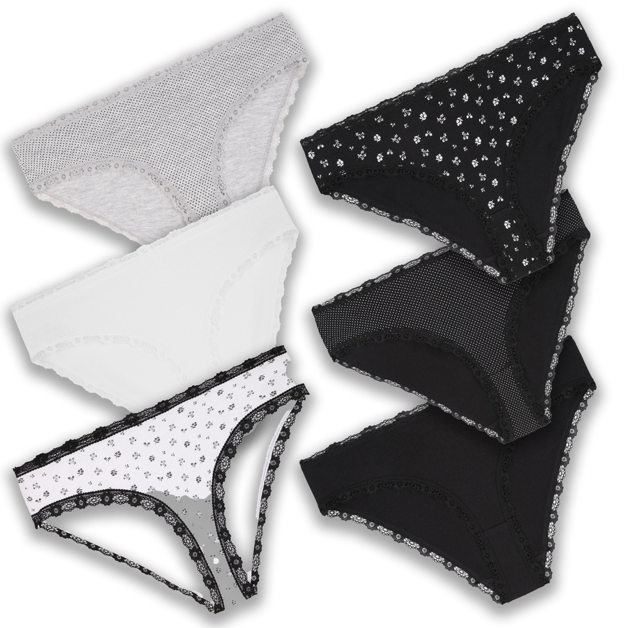 Figi damskie bikini z koronką S-XL 2x6-pak