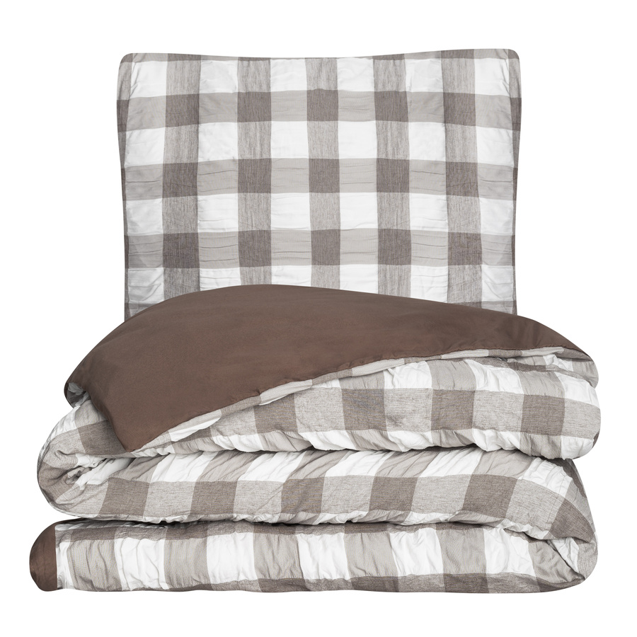 Brązowa marszczona pościel z zamkiem Spod Igły i Nitki – komfortowy sen