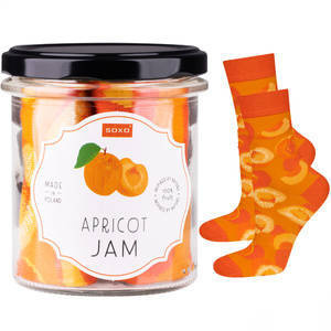 Skarpetki damskie pomarańczowe SOXO GOOD STUFF zabawny apricot jam w słoiku