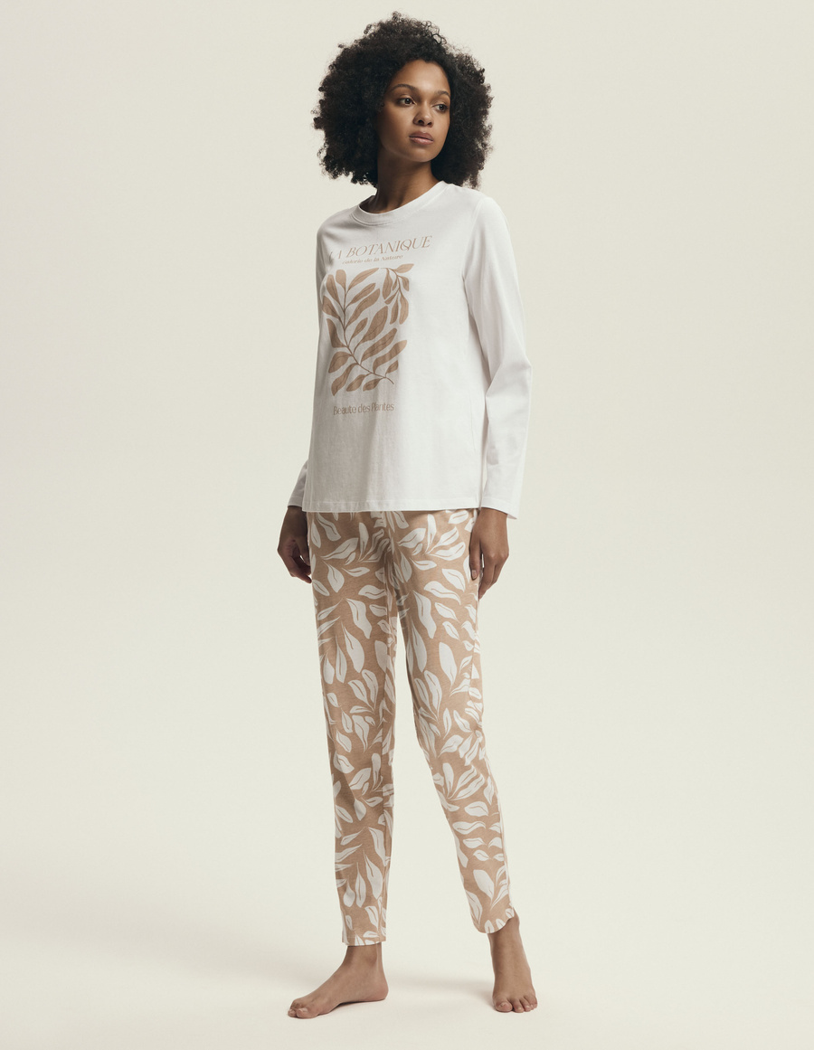 Damska piżama bawełniana Dextra ecru