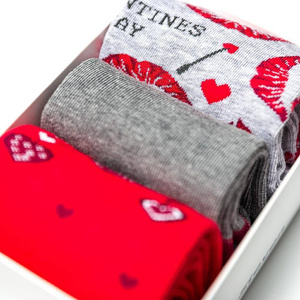 Wielokolorowe Bawełniane Skarpetki Damskie Walentynkowe