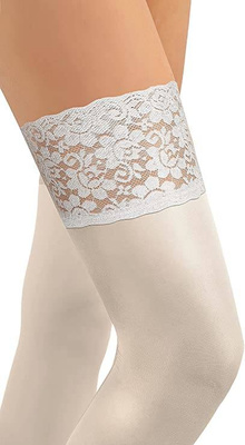 Białe kryjące pończochy damskie 50 den koronka Nicole Sesto Senso – elegancja na każdą okazję