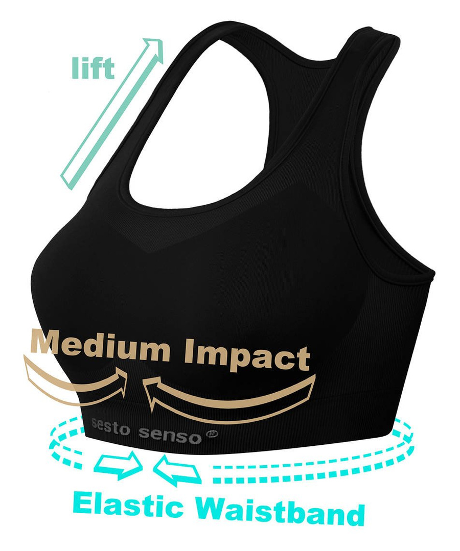 Czarny bezszwowy top damski 92% poliamid Sesto Senso – joga fitness