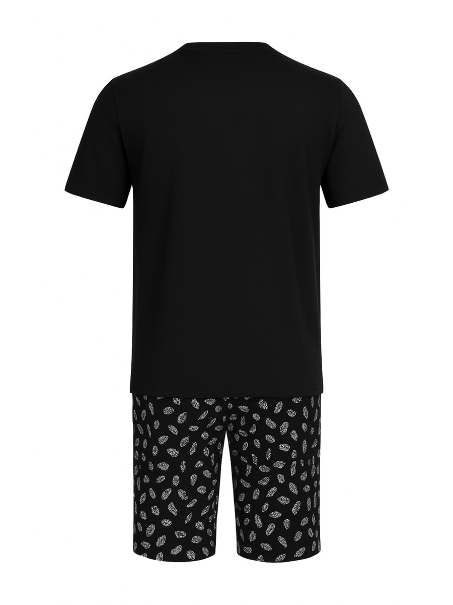 GIANNY Krótka Piżama Męska z Nadrukiem, czarna