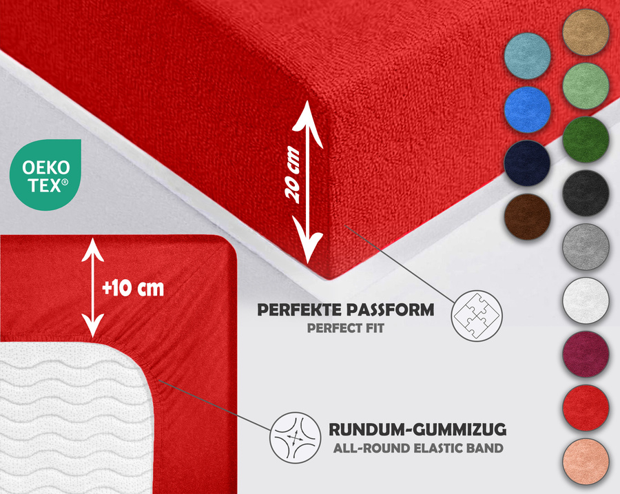 Czerwone elastyczne prześcieradło z gumką frotte 100% bawełna Sesto Senso – komfortowy sen