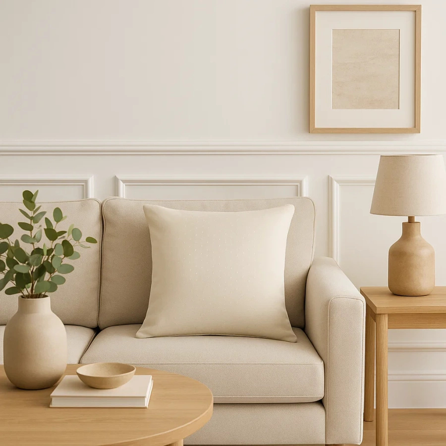 Jasny beżowy z kryształkami poszewka dekoracyjna 40x40 SHINY Spod Igły i Nitki – elegancja wnętrza