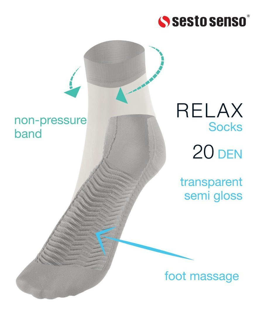 Nieuciskające skarpety damskie 20 Den z masażem Relax Sesto Senso – ulga dla nóg