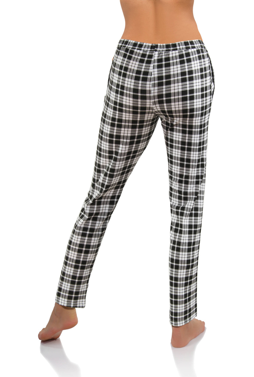 Długie spodnie piżamowe damskie w kratkę 100% bawełna Sesto Senso – komfort na co dzień