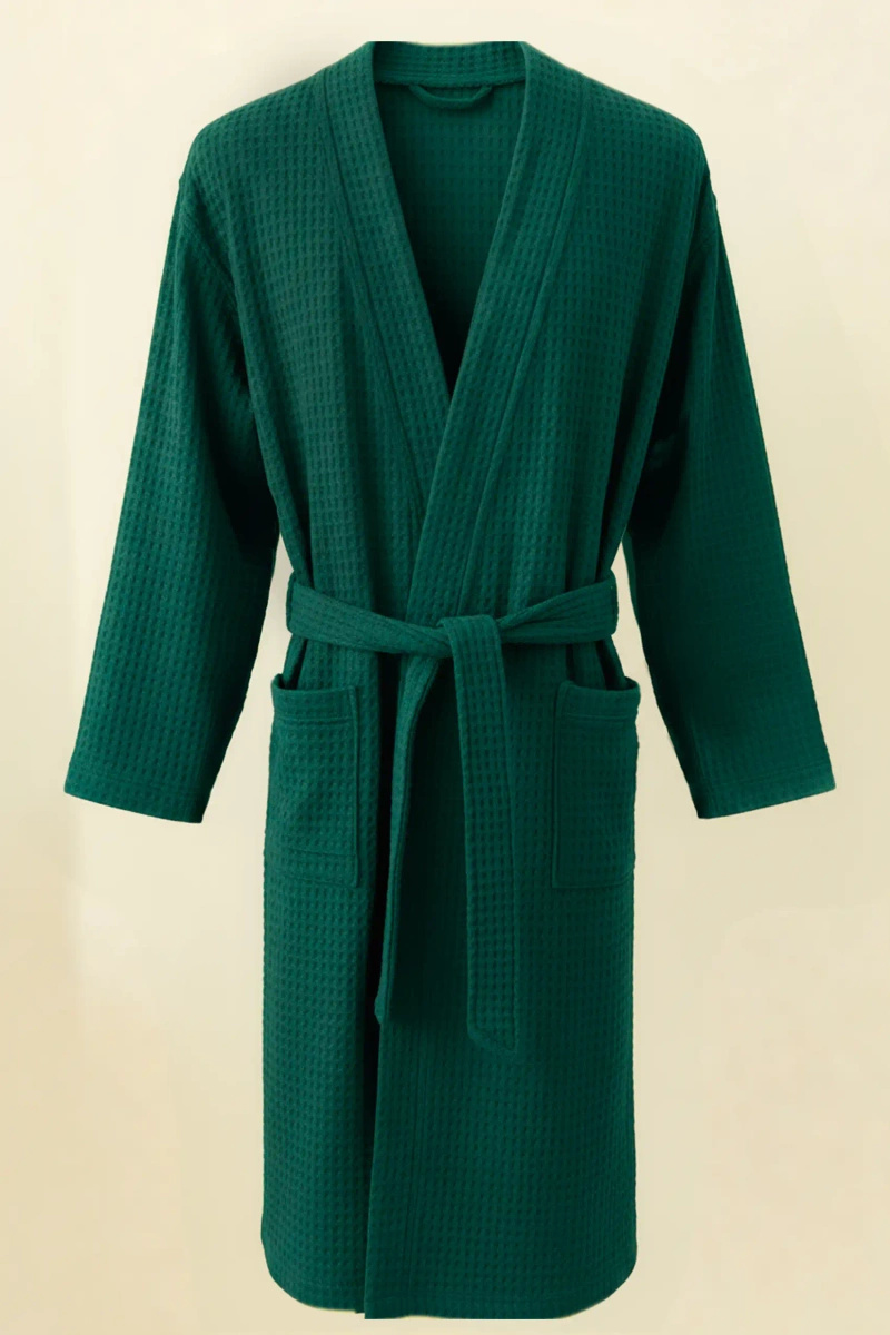 Butelkowa zieleń kimono szlafrok unisex 280g/m² z personalizacją Spod Igły i Nitki – komfort i styl.