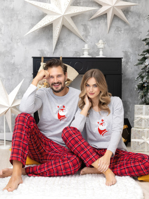 Czerwona świąteczna piżama męska 100% bawełna Sestimi – komfort na zimowe wieczory