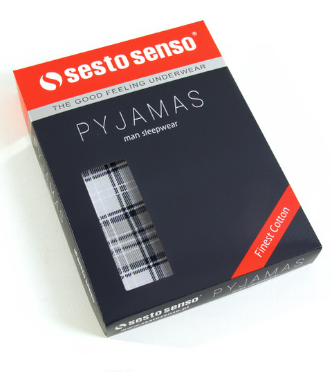 Piżama męska długa w kratkę dres 100% bawełna 2576/43 Sesto Senso – wygoda i styl