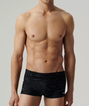 Atlantic Szorty kąpielowe męskie czarne grafitowy nadruk sportowy krój poliamid elastan szybkoschnące komfortowe