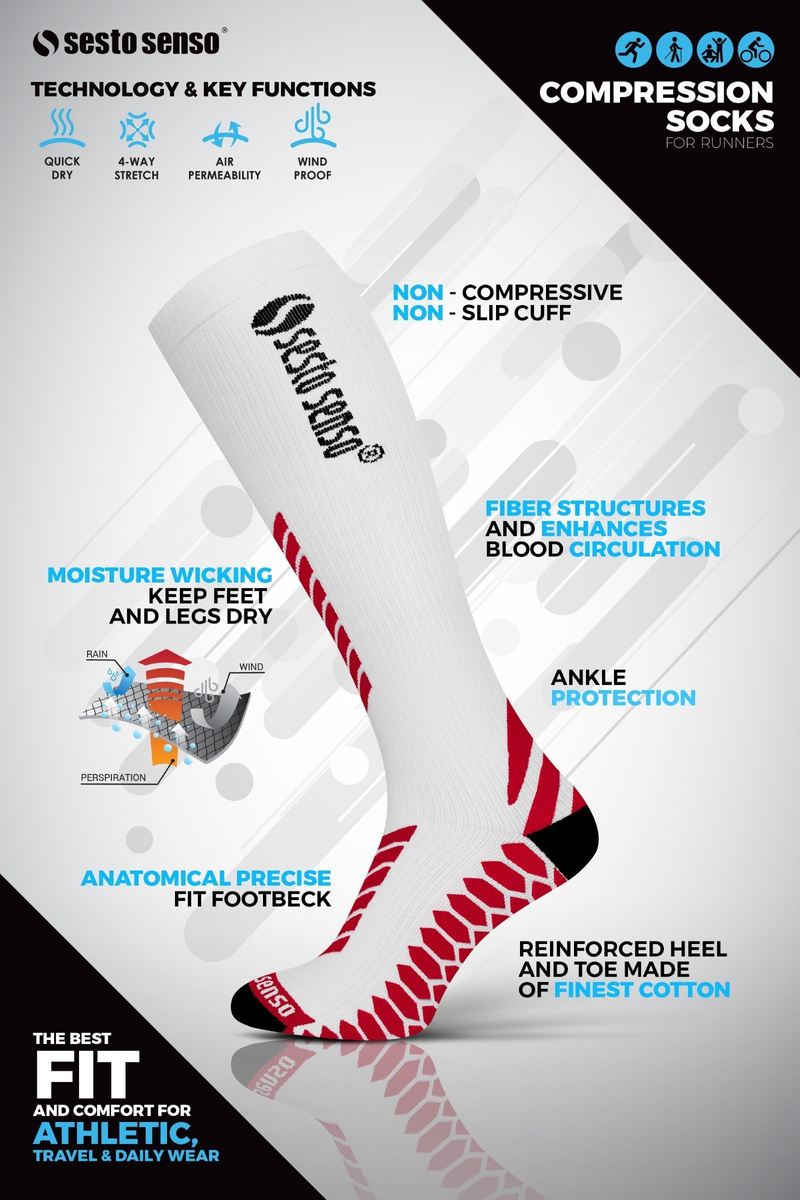 2x Sportowe KOMPRESYJNE długie skarpety do biegania