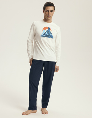 Męska piżama 43475 biała bawełniana