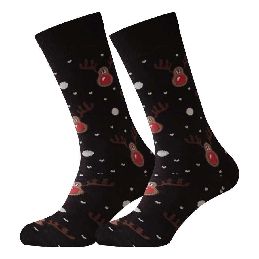 Czerwone bawełniane skarpety męskie 75% świąteczne 1290 Milena – codzienna wygoda