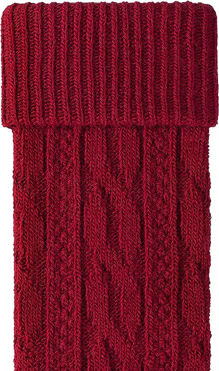 Bordowe getry wełniane damskie wygodne ocieplacze Warkocz Steven - idealne na sezon jesienno-zimowy