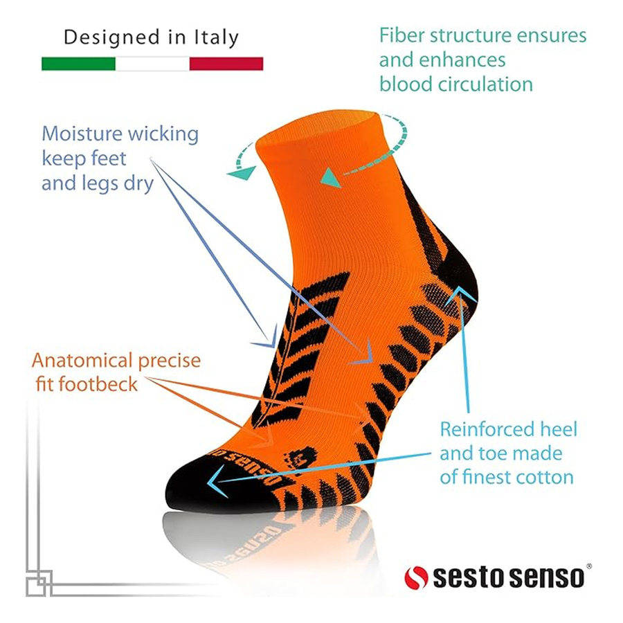 Pomarańczowe oddychające kompresyjne skarpety sportowe unisex Sesto Senso – idealne dla aktywnych