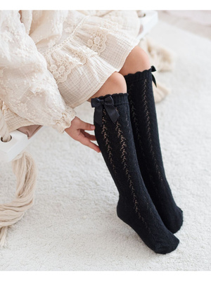 Podkolanówki Dziecięce Ażurowe z Kokardką 1382