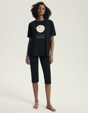 Damska piżama bawełniana Dairoku 43728 czarna