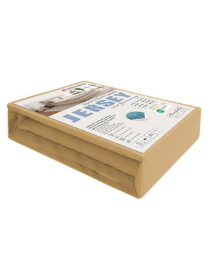 Beżowe elastyczne prześcieradło z gumką 80% bawełna Jersey Sesto Senso – komfort snu