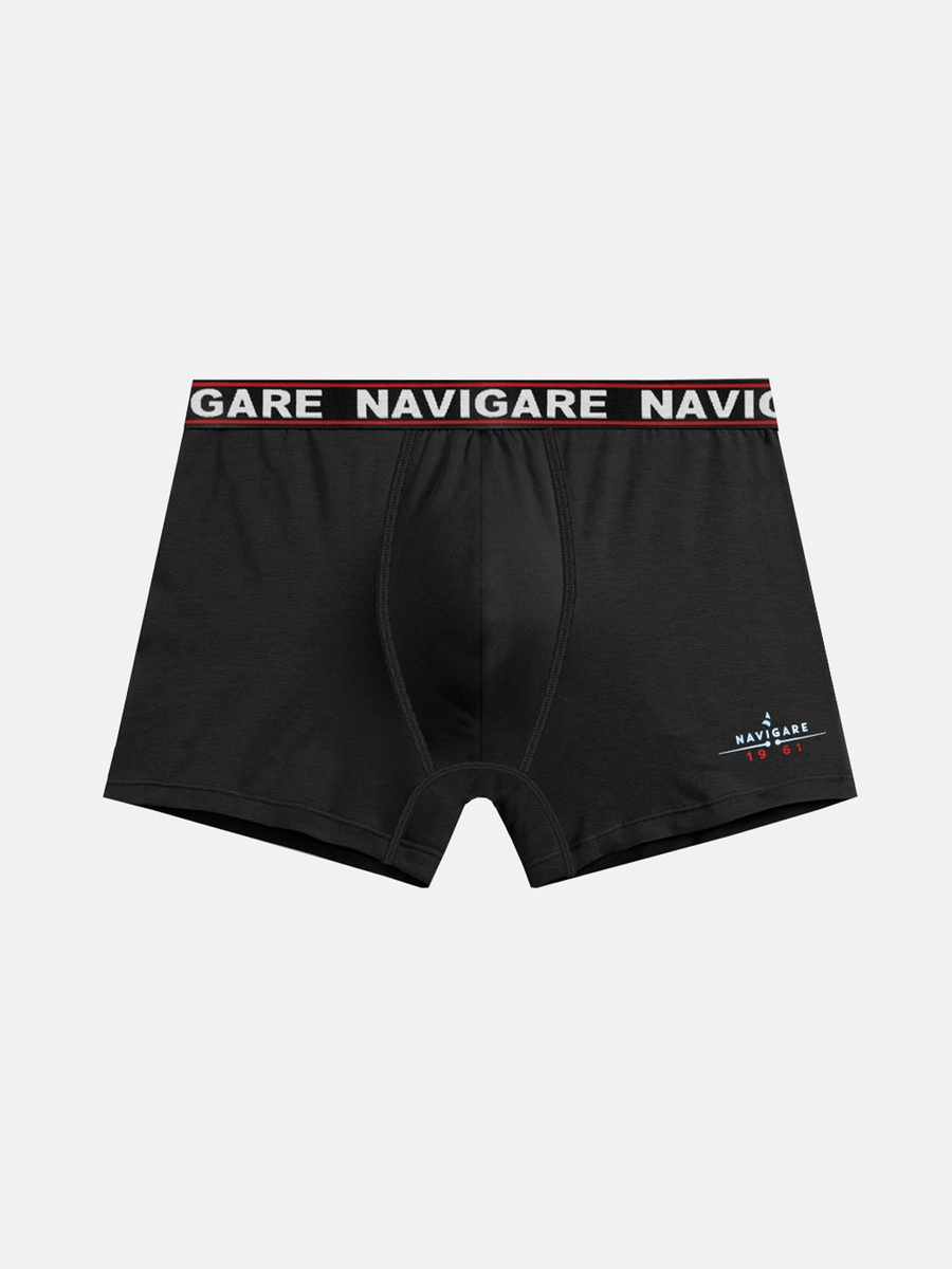 Bokserki Męskie z Zewnętrzną Gumą Dopasowane Art. 322 Czarne Navigare