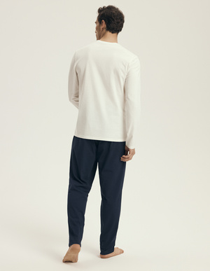 Męska piżama 43475 biała bawełniana