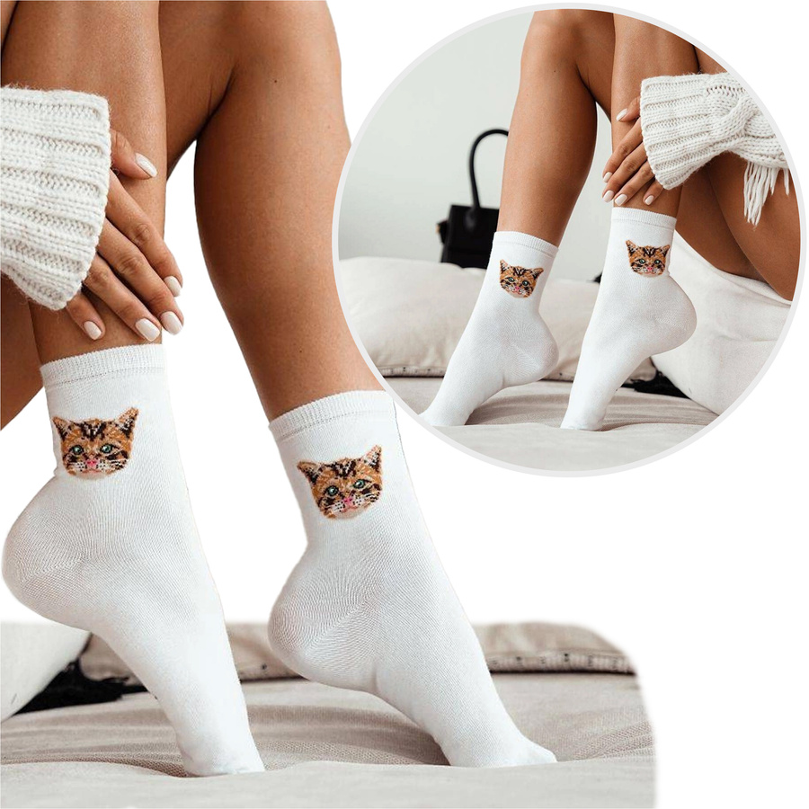 Skarpetki damskie Kocie głowy