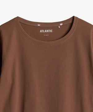 Brązowa piżama damska z krótkim rękawem 100% bawełna model NLP-471 Atlantic – komfort snu