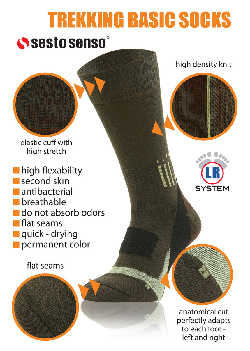 Kolorowe wzmocnione skarpety trekkingowe Trekking Basic Sesto Senso – komfort i ochrona