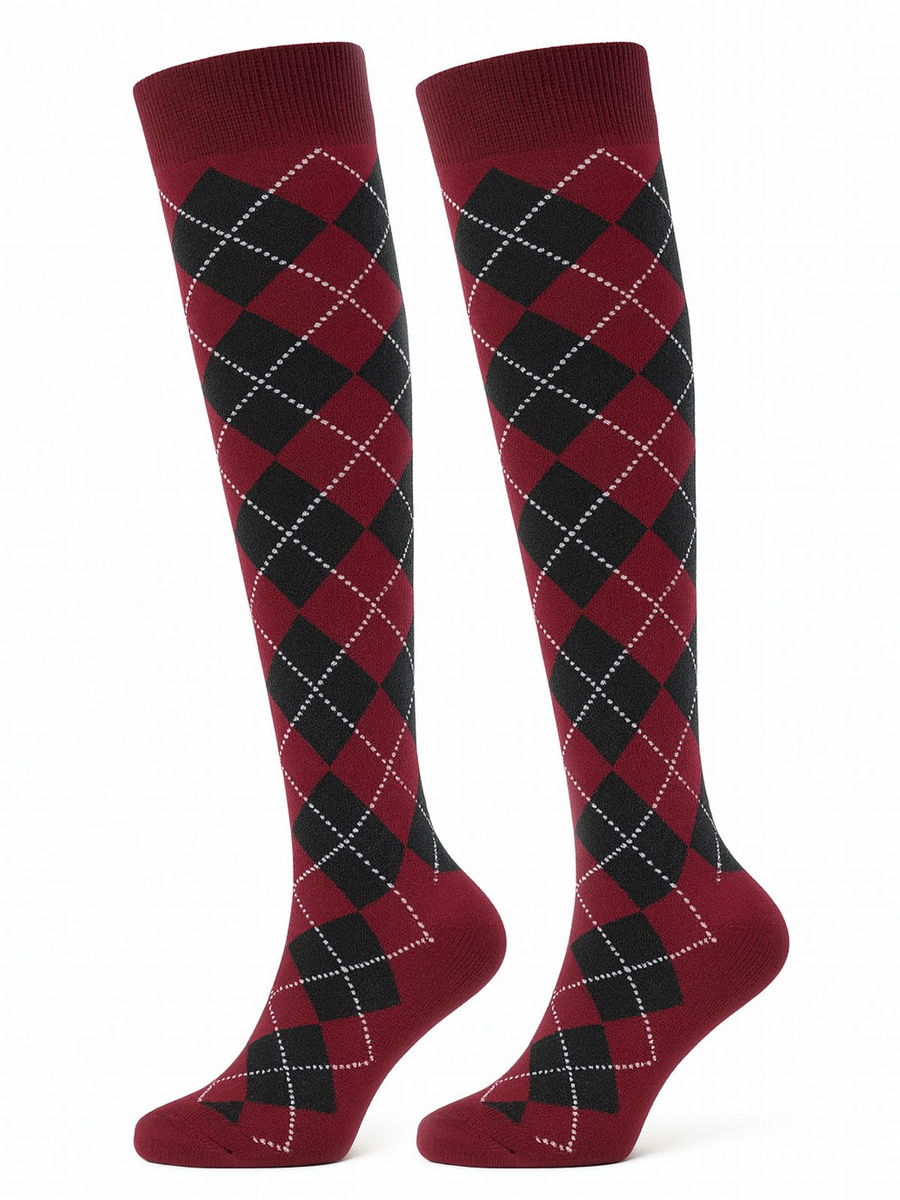 Podkolanówki damskie w romby Vintage 0248