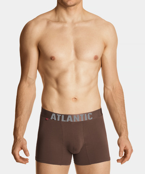 Brązowe obcisłe bokserki męskie 47% modal, 46% bawełna pima Atlantic – komfort i trwałość.
