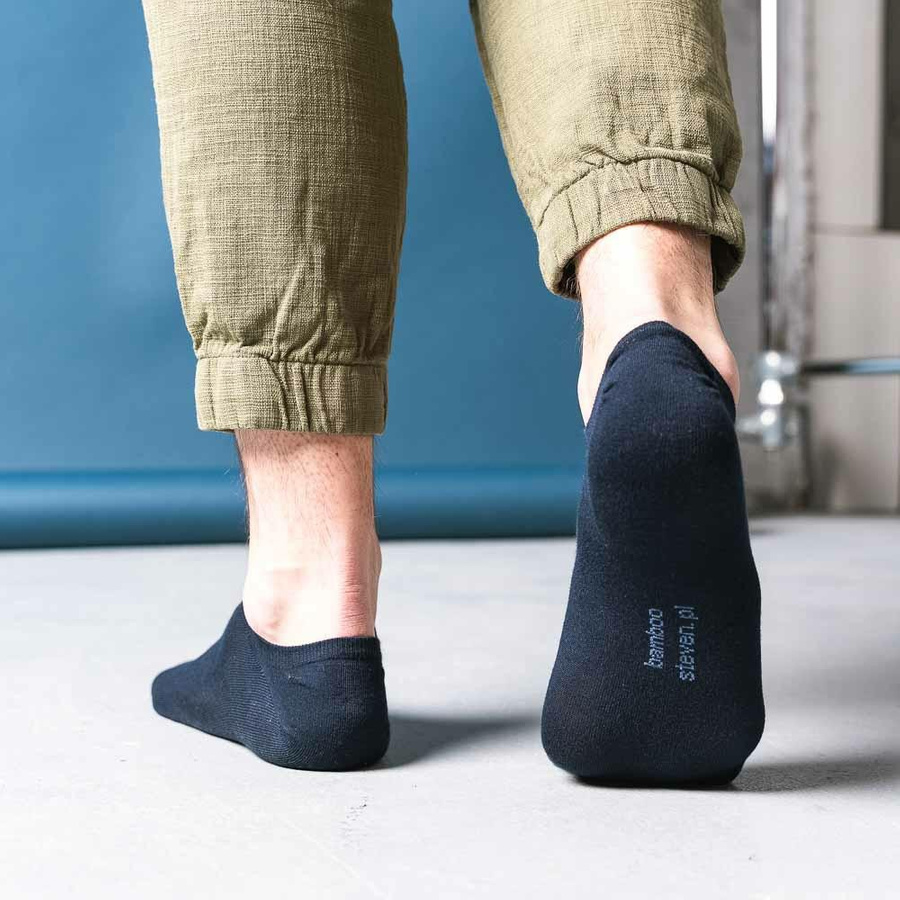 Granatowe Męskie Stopki Bambusowe Komfort