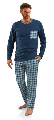 Klasyczna piżama męska długa 100% bawełna Sesto Senso – całoroczny komfort