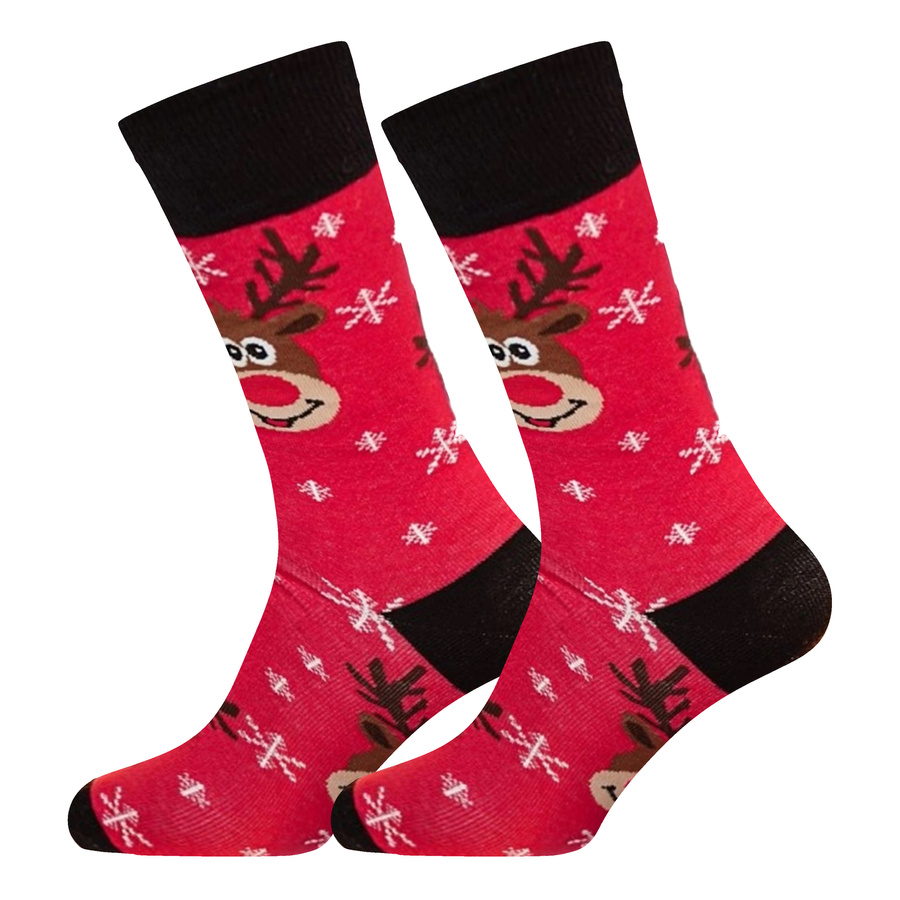 Czerwone bawełniane skarpety męskie 75% świąteczne 1290 Milena – codzienna wygoda